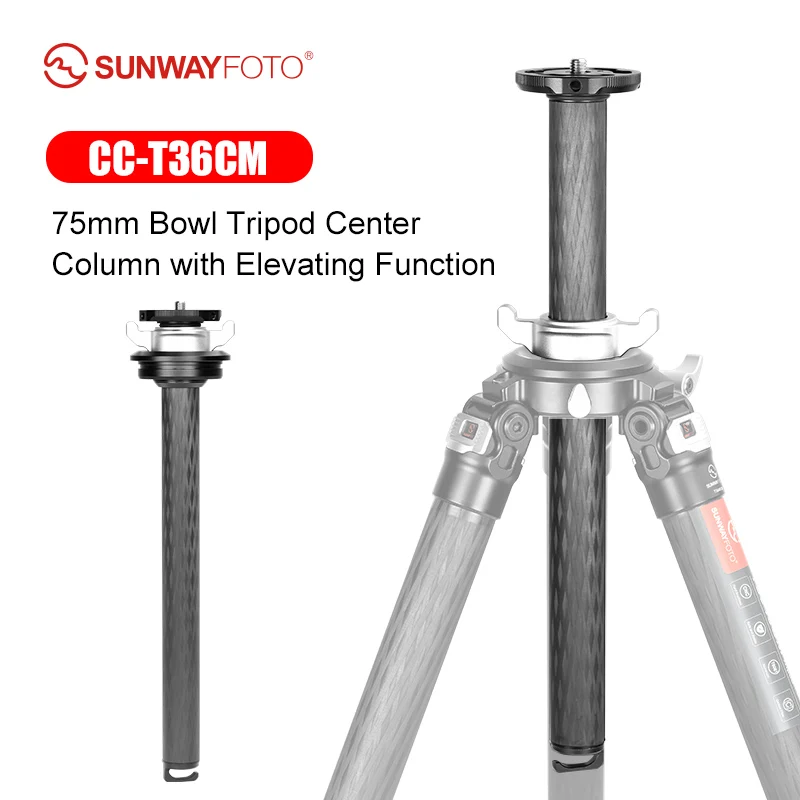 SUNWAYFOTO CC-T36CM Carbon Fiber Center Column for 75 mm Bowl Tripod，Height Increase 13in/33cm