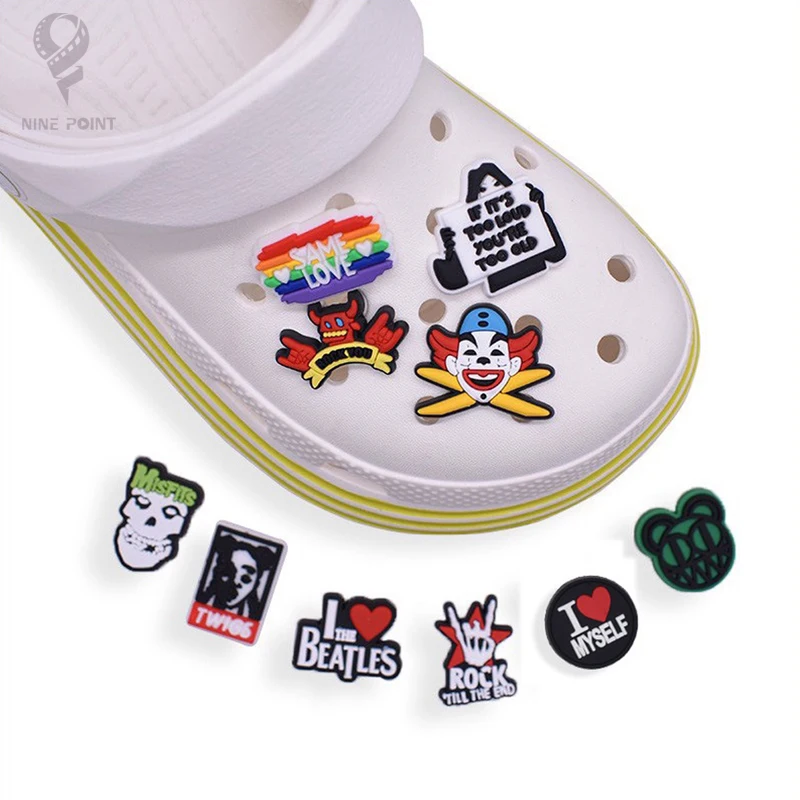 PVC Shoe Charms Art Shoe Accessories Cartoon Rock Diy Shoe Decoration Shoe Buckles for Clog Sandals X-mas Gifts  Buckle