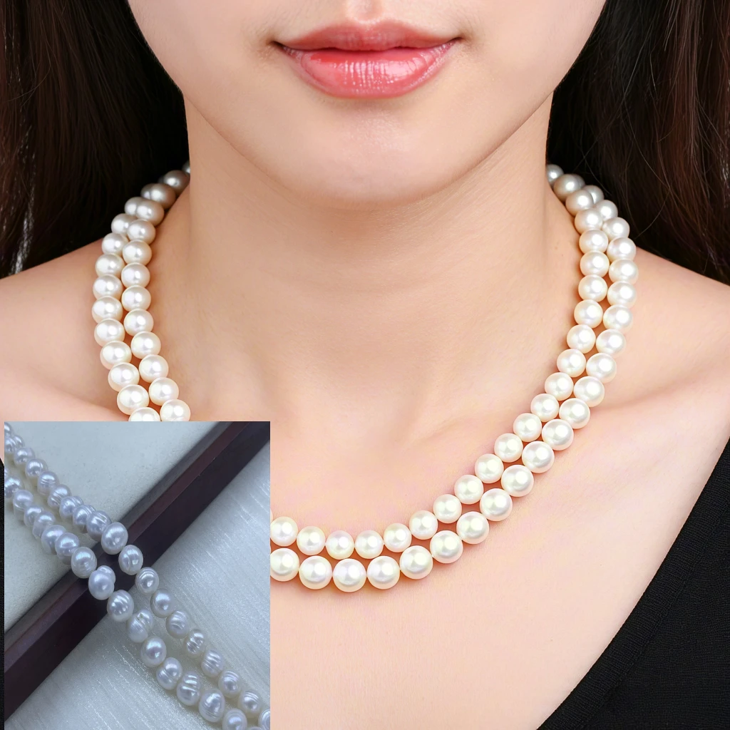 

9-10mm Near Round Big Size Natural Freshwater Pearl White Bead Jewelry Make DIY Necklace Bracelet Women Gift Wedding Wholesale