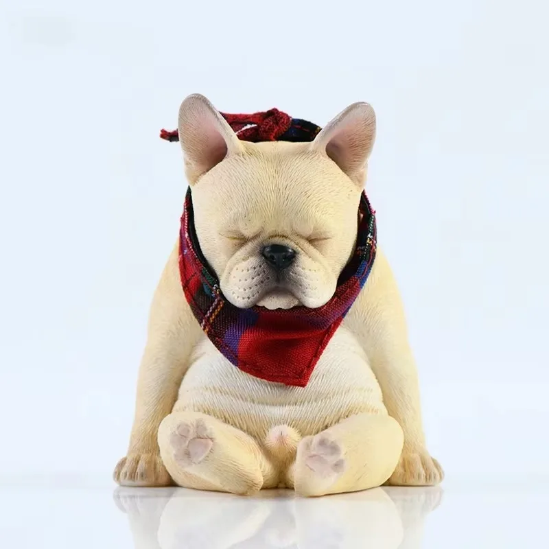 JXK Simulazione in scala 1/6 Postura seduta Animale Bulldog Cane Modello in materiale in resina per giocattoli da esposizione per decorazioni per auto da 12 pollici
