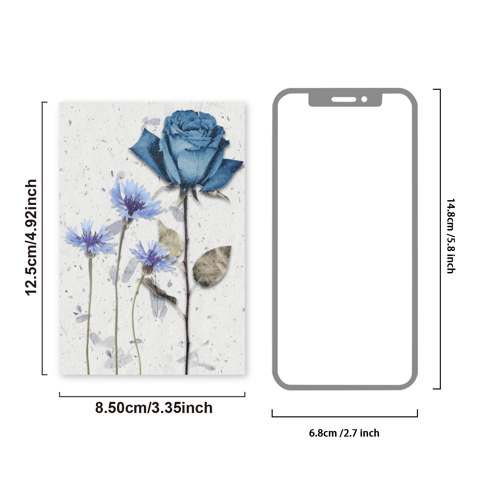 Etori Life 20Pcs High-Quality Blue Dried Flower Journal Paper, Vintage Plant Journal Materials, Vintage Floral Handmade Paper Suitable for Notebooks, Guitars, Bicycles, Skateboards, Handmade Scrapbooking Supplies, Home Decoration, Office Decoration Accessories, Korean Stationery, Creative Gift Materials, School Supplies