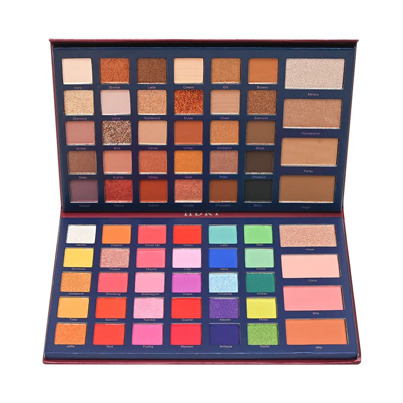 Palette di ombretti rossi a 68 griglie Glitter viola Ombretto opaco perlescente Shimmer Trucco Cosmetici per occhi di bellezza per donna a lunga durata