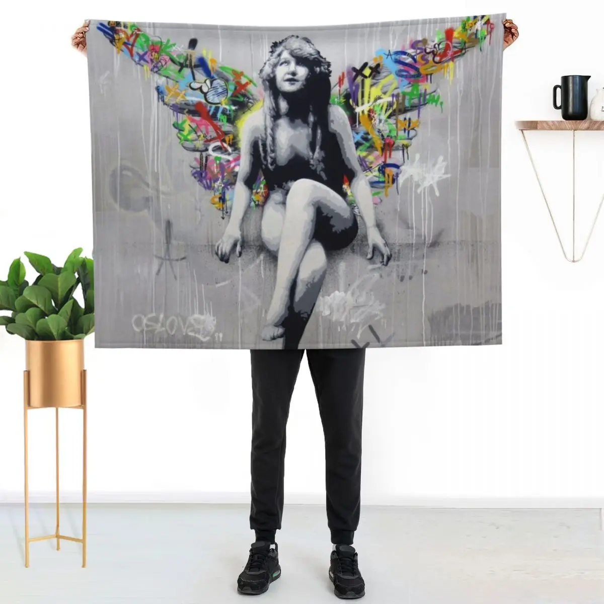 Hardcore angel - Martin Whatson - 2012 - Manta con diseño de Graffiti Street Art, manta ligera y transpirable para adultos y niños