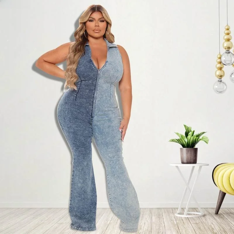 

Женские джинсовые комбинезоны больших размеров 3XL, 4XL, 5XL, джинсы большого размера, женские комбинезоны, осенняя коллекция на молнии с талией