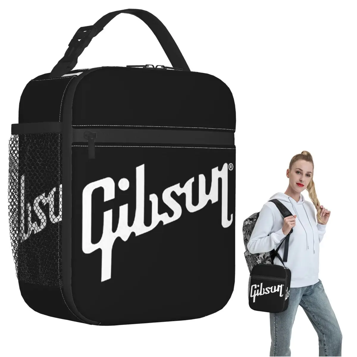 

Изолированная сумка для обеда с логотипом Gibson для женщин и детей, портативные коробки для еды, термосумка для обеда