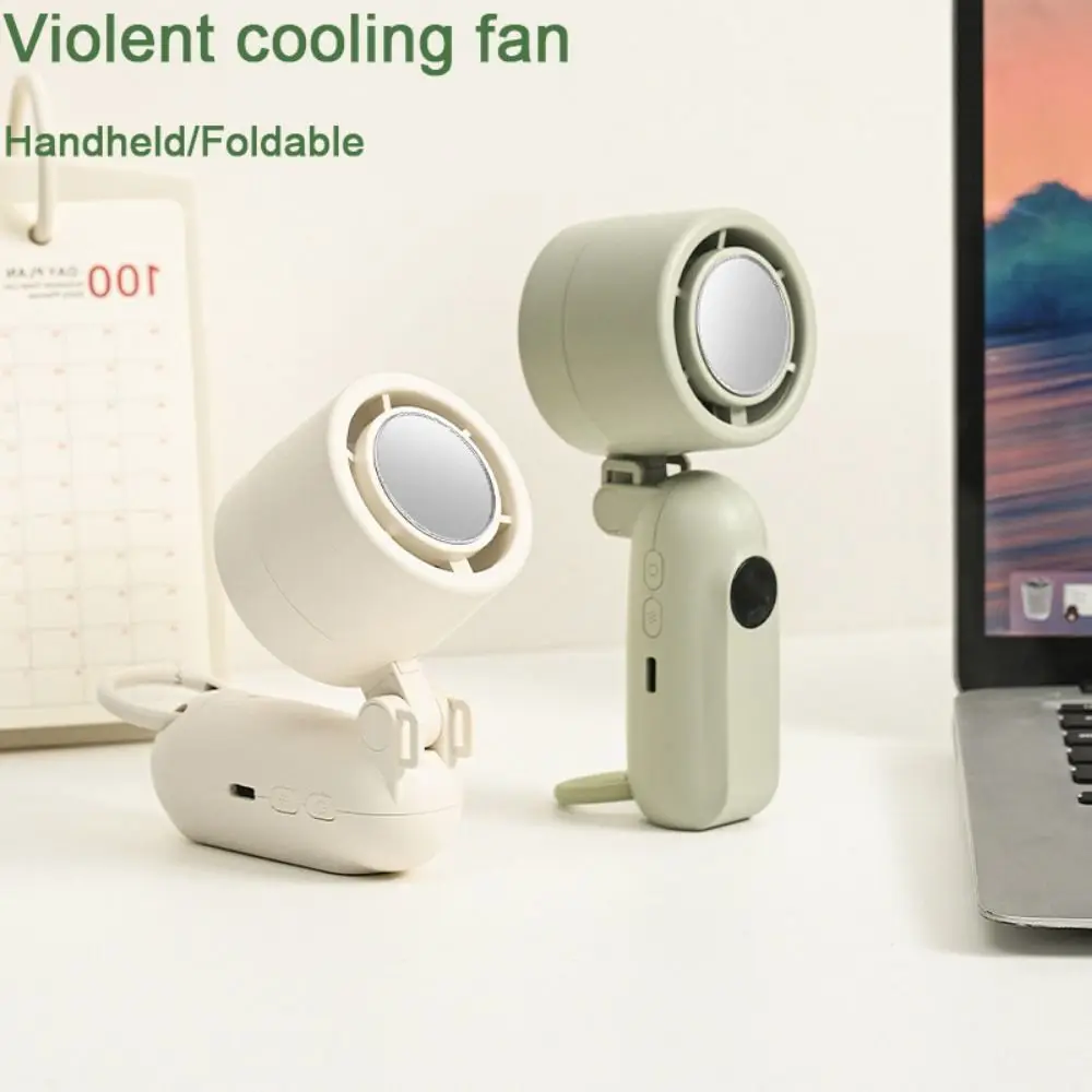 

Semiconductor Refrigeration Mini Handheld Fan 3 Gears Adjustable LED Display Small Electric Fan Rechargeable High-speed