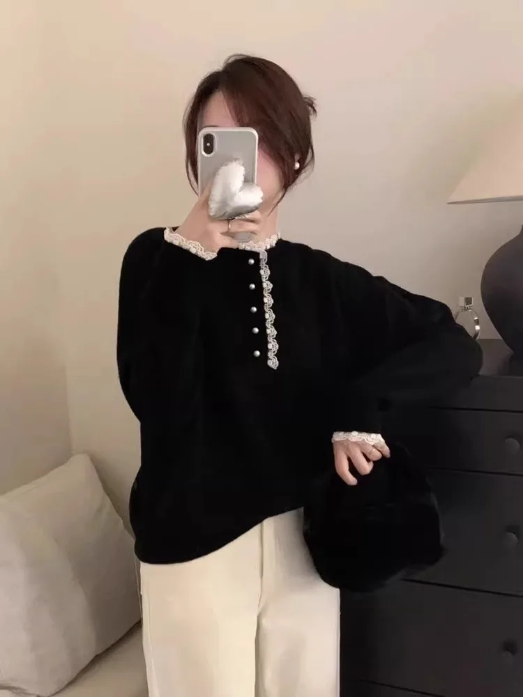 Suéteres Jumpers Jerséis para mujer Merino Polka Dot Slim-Fit restaurante cena fecha femenina bastante lindo clásico Retro