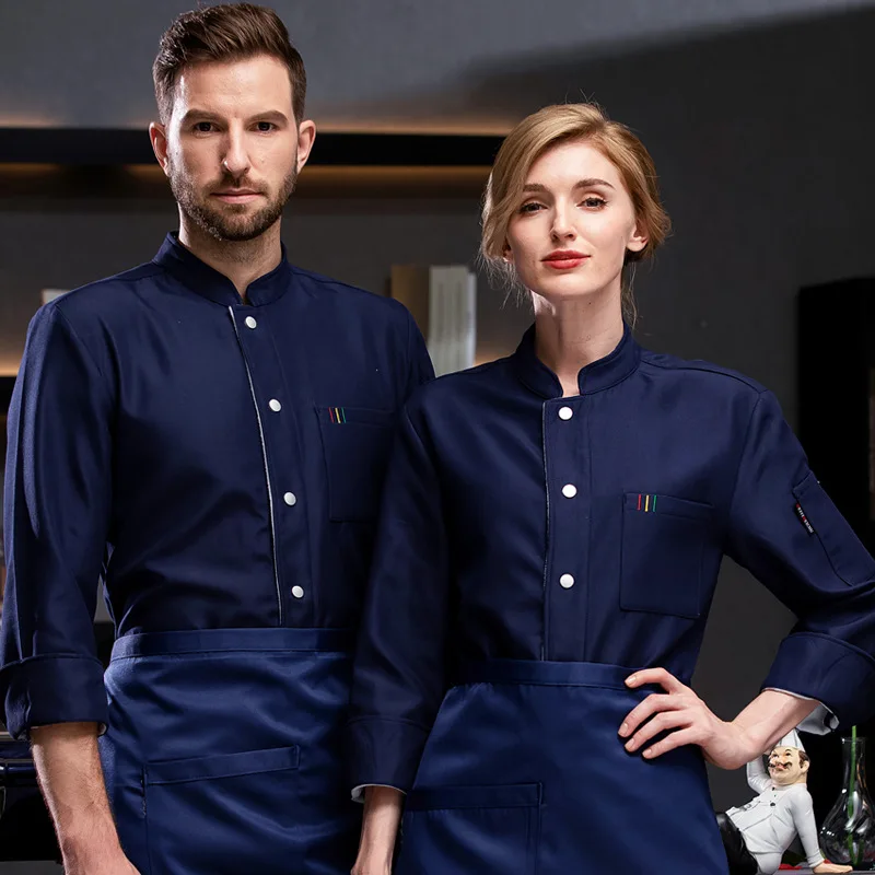 

Autumn Winter Chef Uniform Fleece Lined Single-Breasted Three-Quarter Sleeve BBQ Delivery Outdoor Warm Workwear Plus Size Embroi