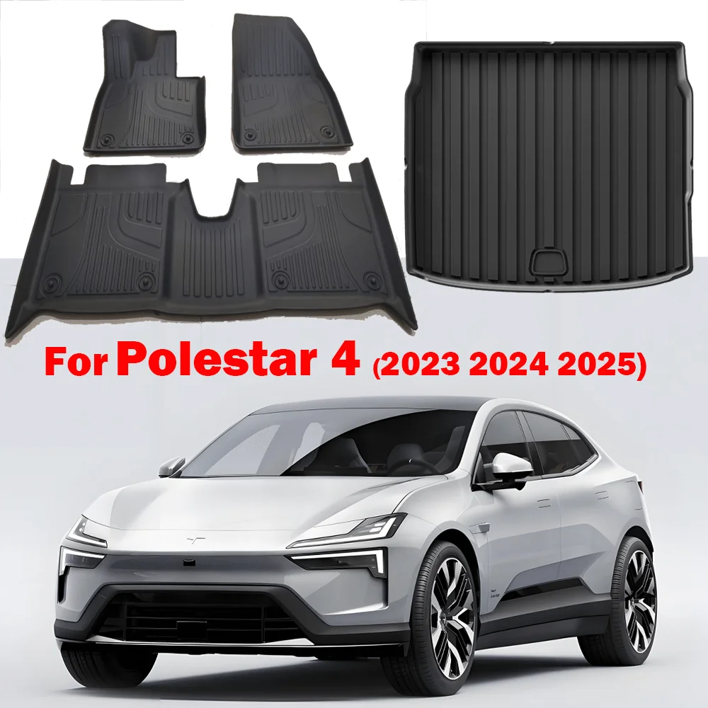 

Автомобильные коврики для Polestar 4 2023 2024, подкладка для багажника, коврик для багажника, TPE, 3D, водонепроницаемый, всепогодный, черный, с левым рулем