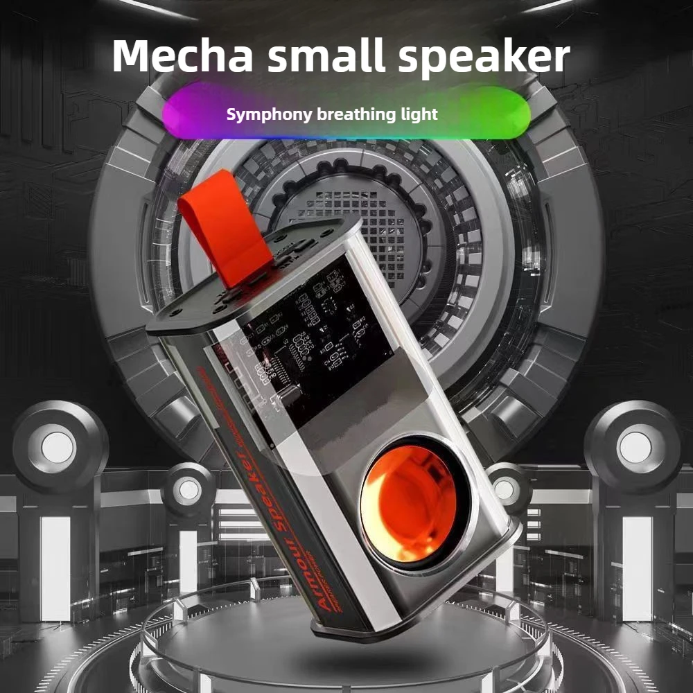 透明メカワイヤレス Bluetooth スピーカーポータブル小型ステレオサブウーファー K08 屋外ギフト FM ラジオ TF TWS 相互接続