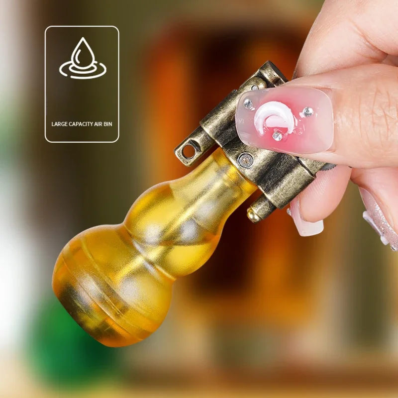 Classic Retro Gourd Grinding Wheel Lighter Transparent Visible Window Inflatable Portable Outdoor Pendant Lighter Gift