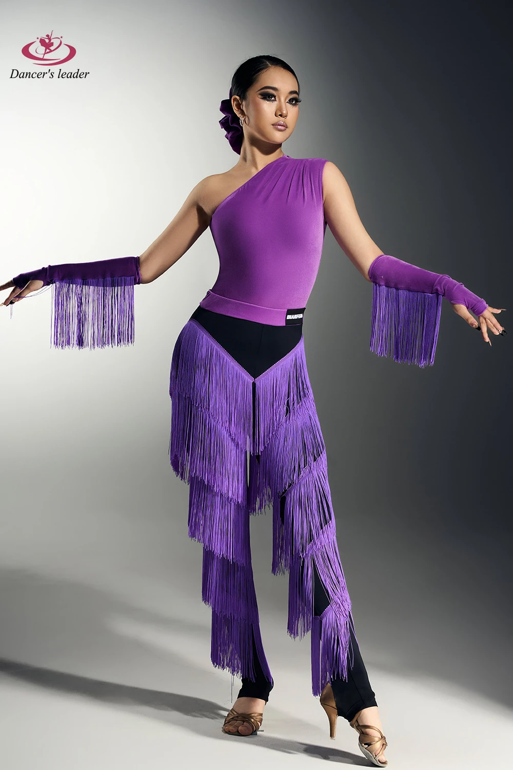 Robe de danse latine pour femmes, pour abonnés haut de gamme, avec pantalon à franges, vêtements professionnels de scène pour adultes