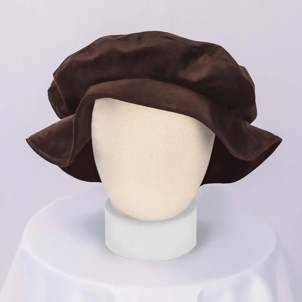 Faux Suede Medieval Flat Cap Elastic Band Solid Color Mens Cosplay Cap Vintage Style Soft Velvet Renaissance Beret Hat