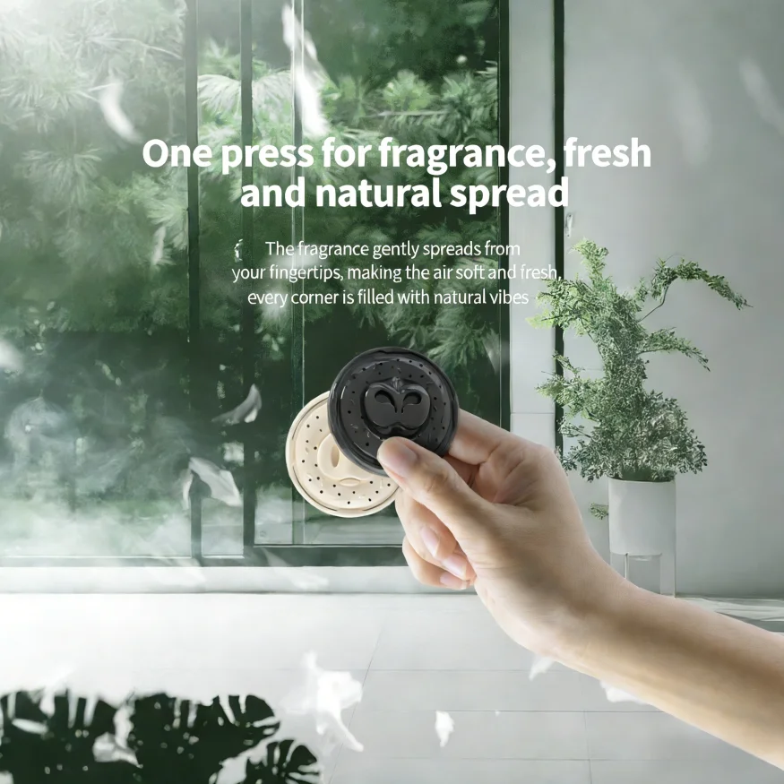 DaoCit Eco-Friendly Aromatherapy Fan Air Freshener with Lemon Fragrance Non-Toxic Bead-Popping Design for Home And Car
