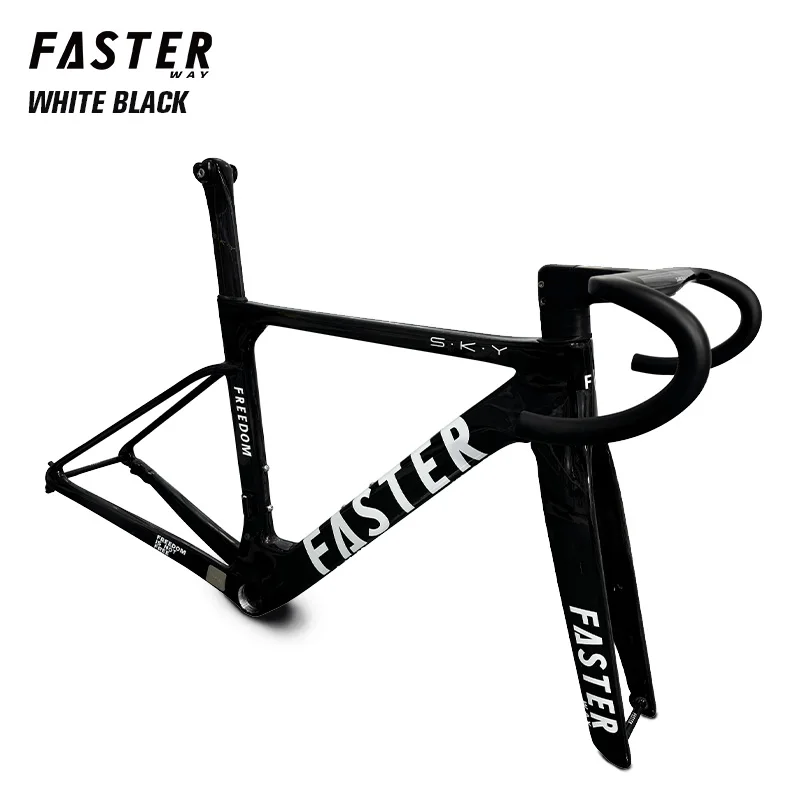 FASTERWAY Freedom كلاسيكي أسود الحصان إطارات الكربون دراجة الطريق الإطار مع شوكة Seatpost المشبك سماعة المقود 32C مكبح قرصي