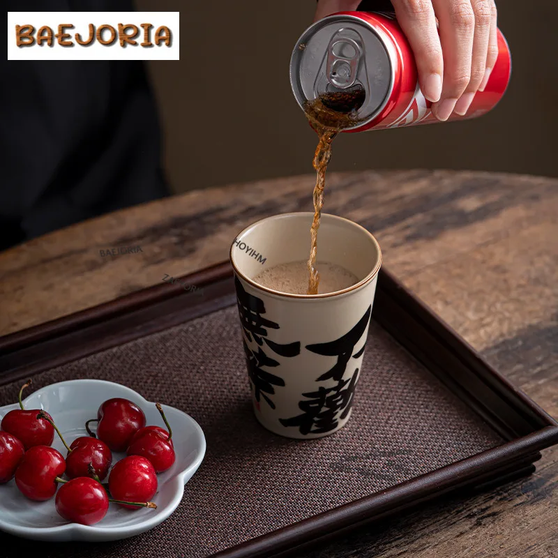 180ml Hand Written Calligraphy Cola Mug Personal Mug Bubble Teacup Cold Hot Water Jug Household Hand Warmer Teaware Decoration