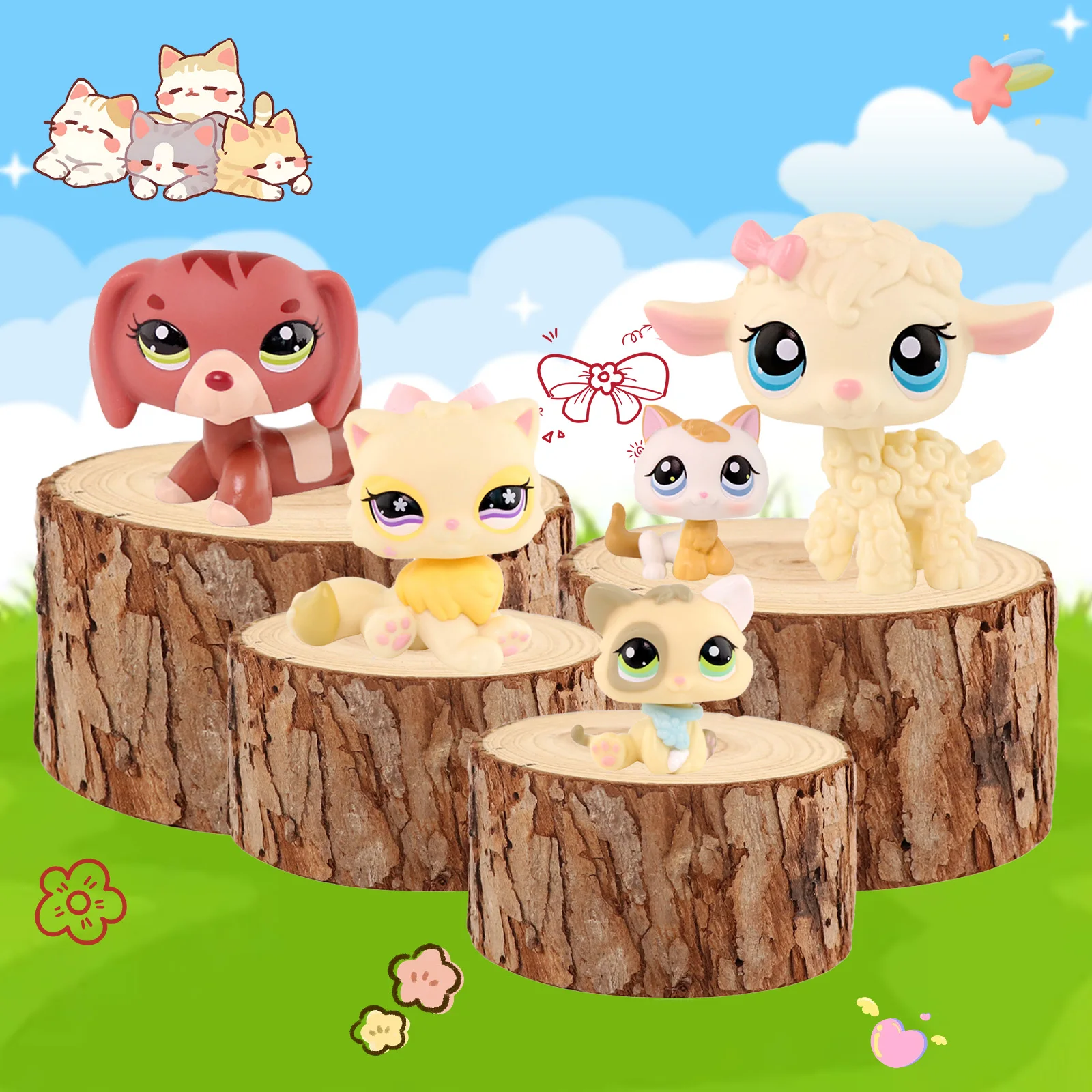 

Набор из 5 игрушек Minilpsshop Pet Shop: фигурки-бобблхеды такс # 3601 Персидская кошка # 763 Киттен # 134 # 1074 Лэмб # 186 коллекционных предметов для LPS