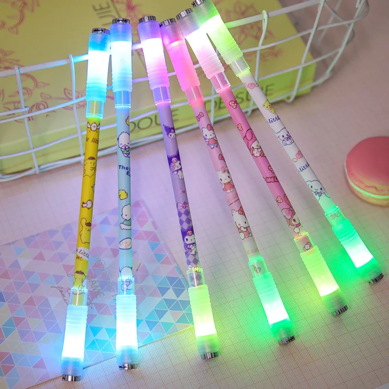 Luminous rotary pen Cute cartoon decompression pen High face value lamp pen decompression gift pen Student stationery gel pens