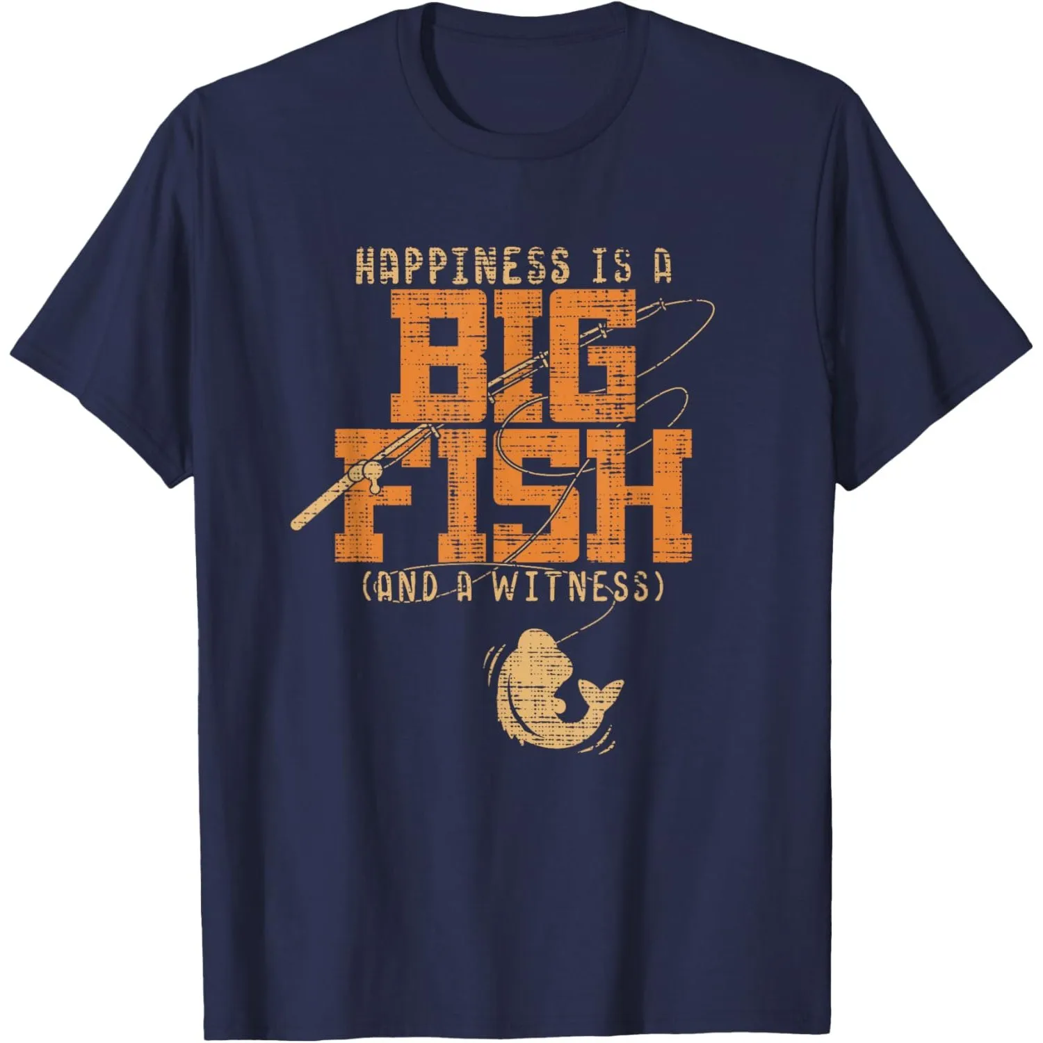 

Big Fish and A Witness Fishing Graphic Tee Men's Short Sleeve Round Neck Cotton T-Shirt