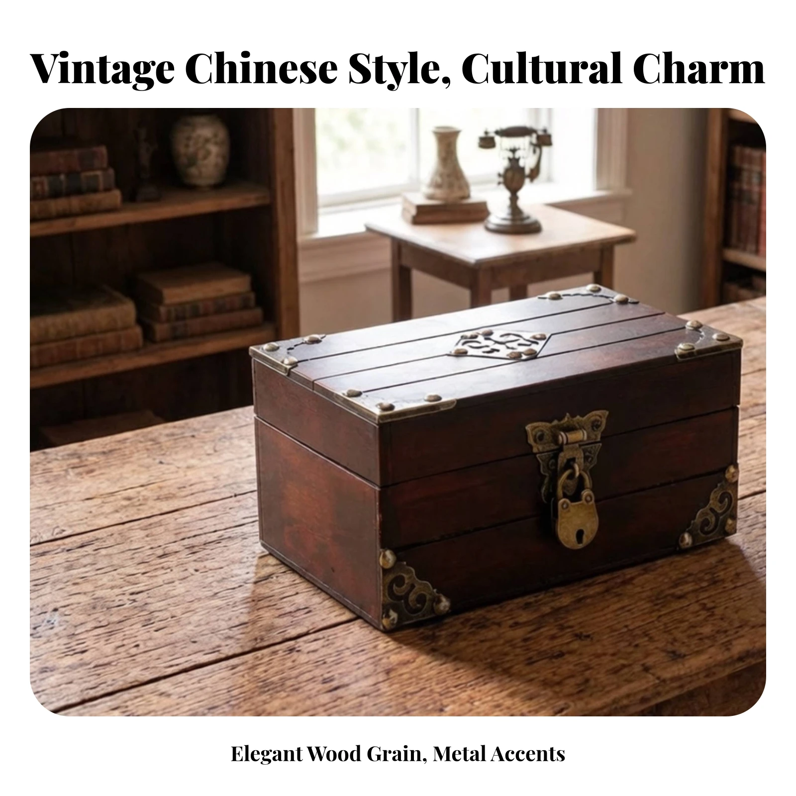 Lockable Storage Chest Room Decoration Decorative Wooden Jewelry Box Metal Latch Pirate Treasure Box Wood Grain