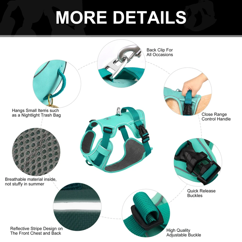 Rompi Harnes Anjing Reflektif Nilon Harnes Anjing Bersirkulasi Jaring Rompi Latihan Hewan Peliharaan Tahan Lama Dapat Disesuaikan untuk Anjing Kecil Menengah Besar