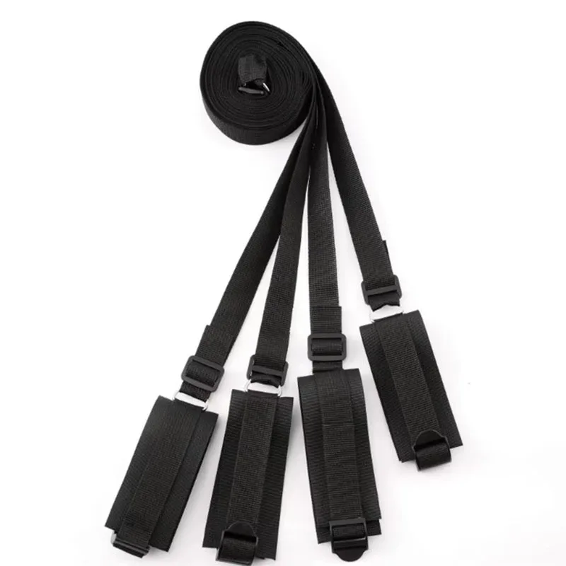 Restraint Set BDSM Bondage Handcuffs & Ankle Cuffs Slave On The Bed Open Leg Flirt Sex Toys For Women Couples Erotic SM Straps view 5