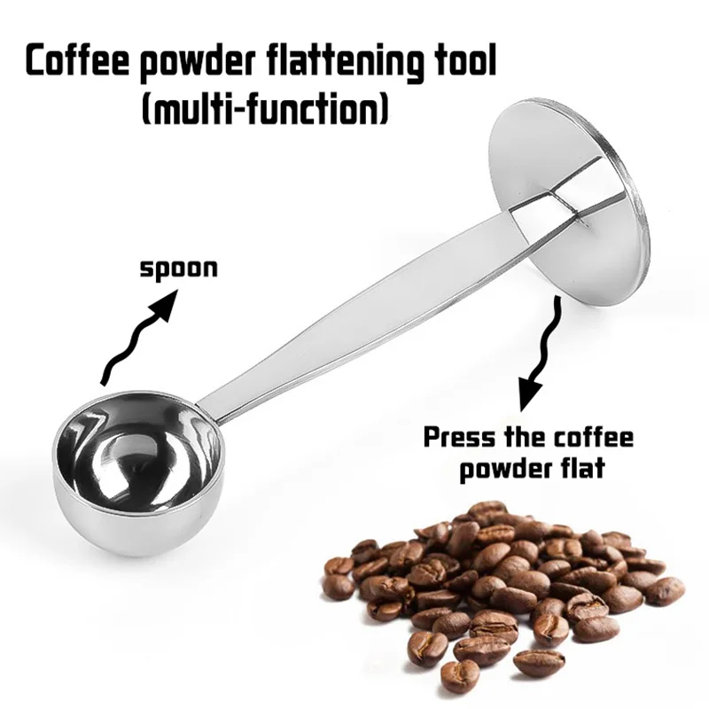 2 in 1 Coffee Spoon Stainless Steel Powder Press 10g Standard Spoon Dual-purpose Coffee Bean Spoon Coffee Maker Accessories