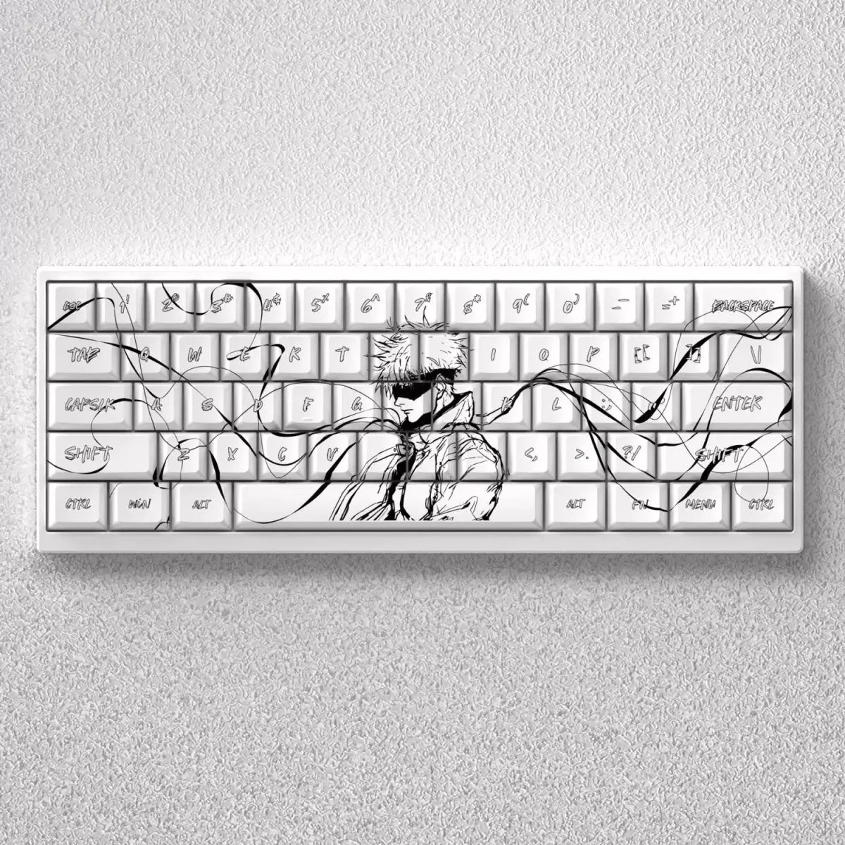 

73 Key Gojo Satoru Keycaps PBT Keycaps Dye Sub Cherry Anime Key Japanese for 61 65 68 Layout Mechanical Keyboard GK61 Anne Pro 2