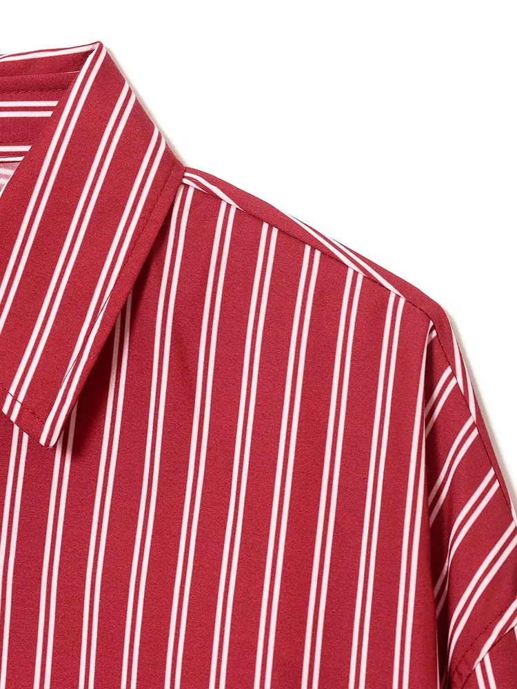 قميص نسائي فضفاض مخطط بأكمام طويلة وياقة أنيقة ومتعددة الاستخدامات على الطراز الأوروبي #5