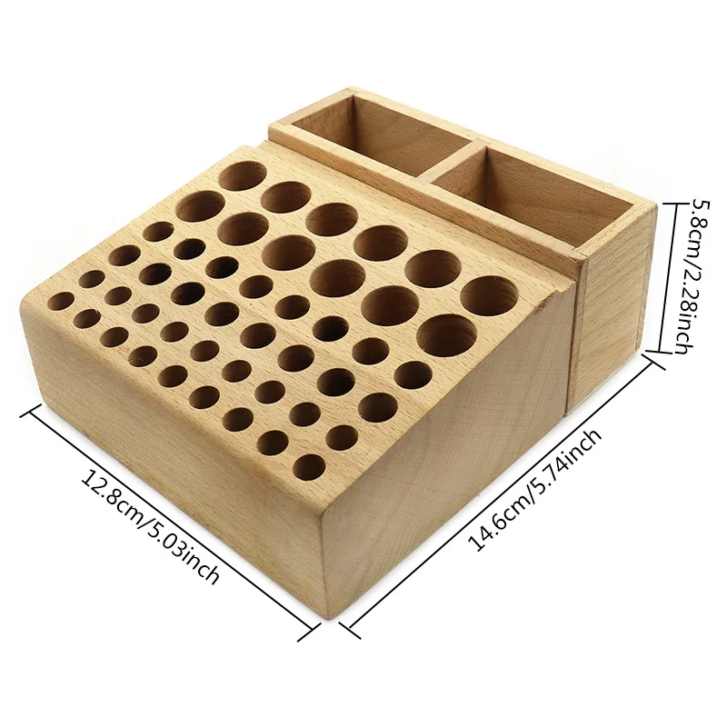 QJH Handwork Tools Holder Box 46/98 Holes Organizer Wooden Rack for Leather Craft Punches Stand Carving tools Drill Bits Storage