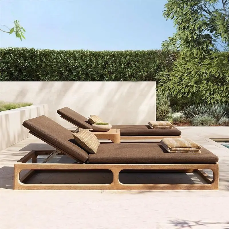 

Outdoor villa terrace B&B pool loungers open-air waterproof anticorrosive teak loungers