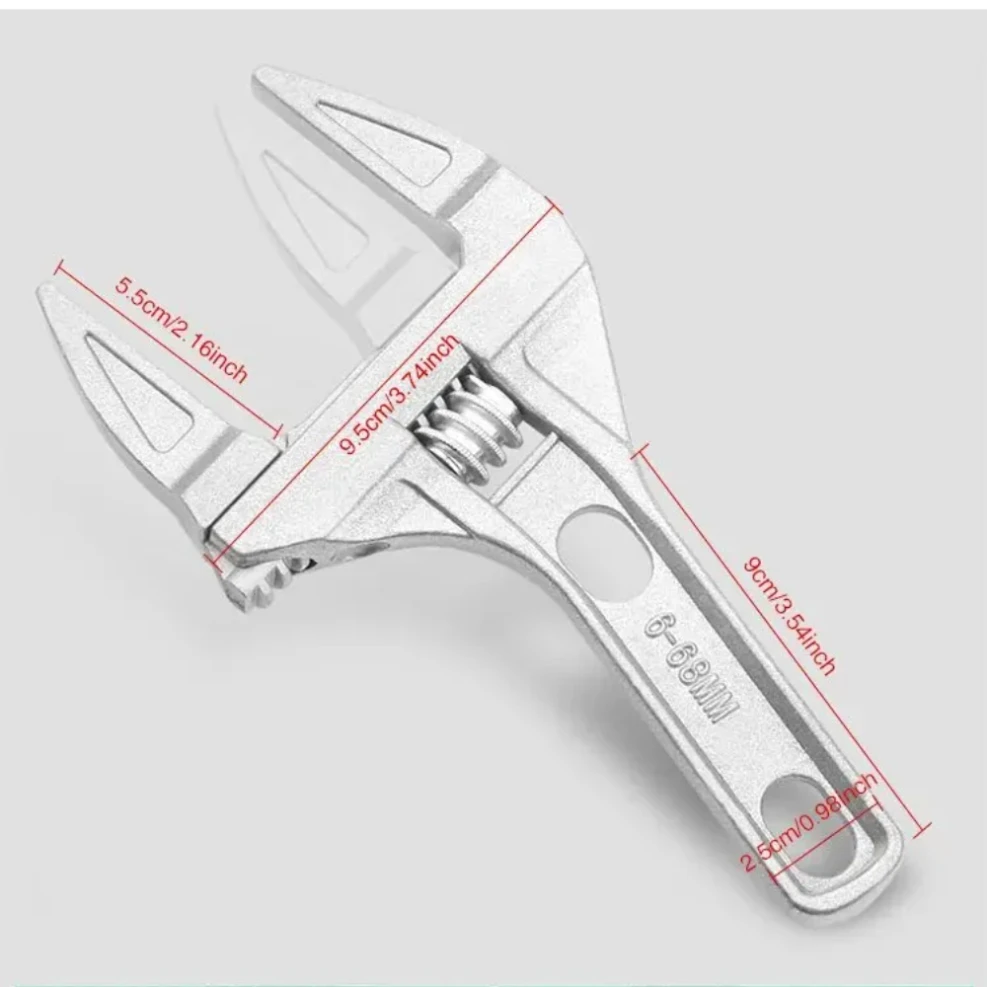 1PC6-68mm Universal Repair Set Bathroom Hand Tools Large Opening Pipe Wrench Nut Key Adjustable Spanner Bathroom Repair Tool