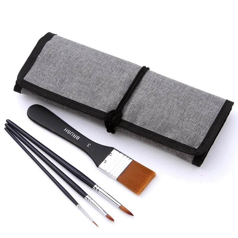 Pennello acrilico con custodia con coulisse, set di pennelli per artisti per tela ad acquerello ad olio acrilico