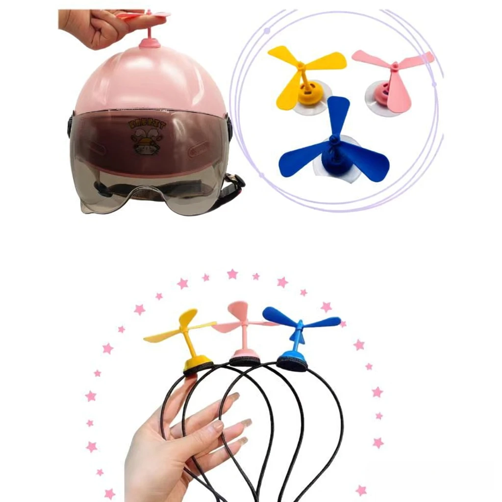 Suction cup helmet bamboo dragonfly motorcycle electric car children's DIY decoration rotating small windmill cartoon windmill