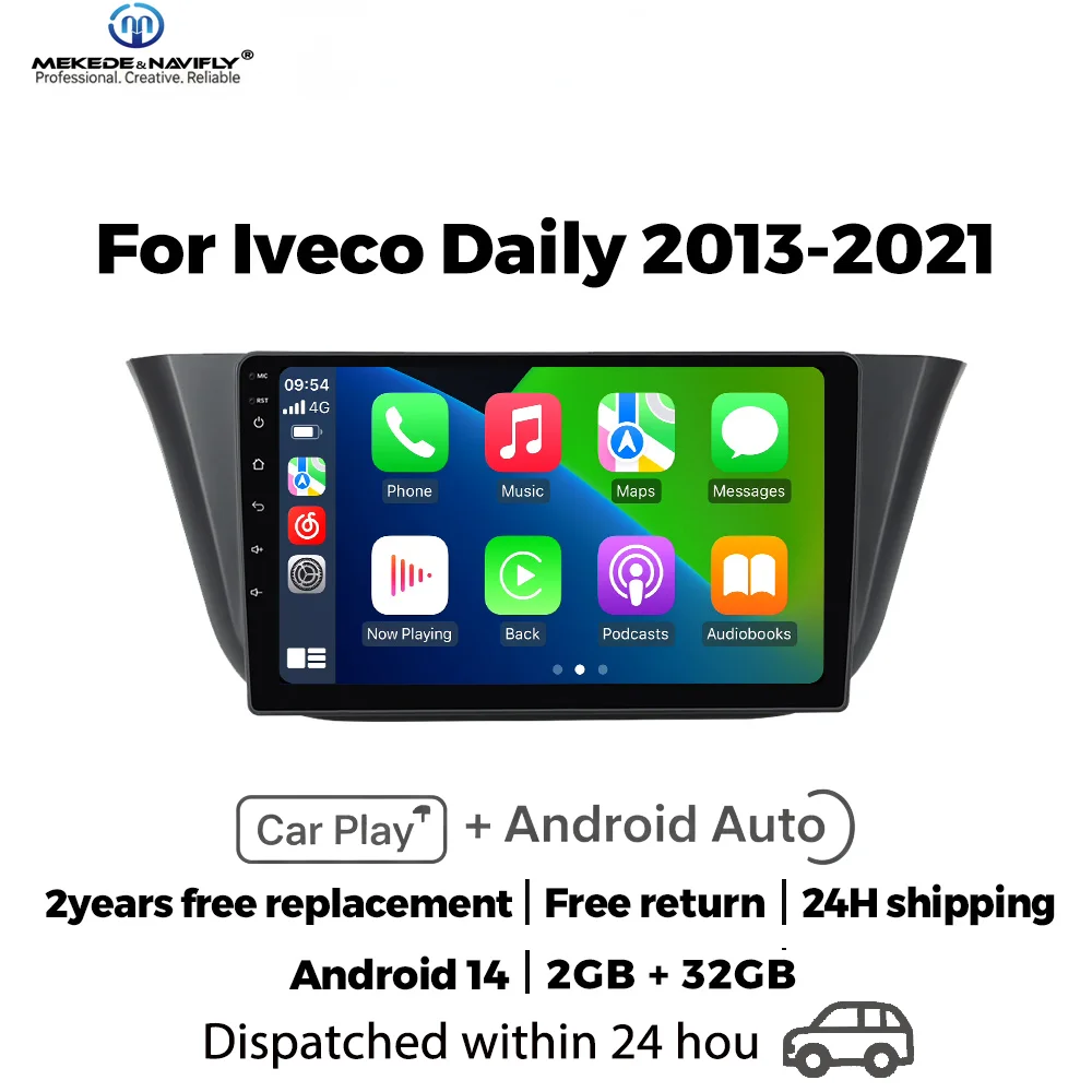 MEKEDE&NAVIFLY Android 14 Intelligent car audio system For Iveco Daily 2013 - 2021 2 Din Carplay Car radio DVD Multimedia Player