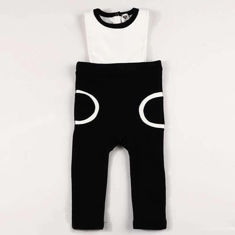 Baby romper kids clothes seeveless elegant leather and cotton set baby overalls boy girls long romper new autumn black romper