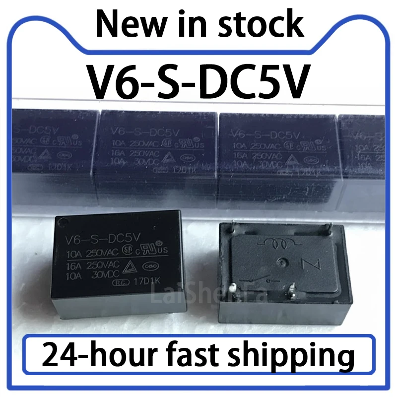 2PCS V6-S-DC5V Relay 4-pin 10A Stock