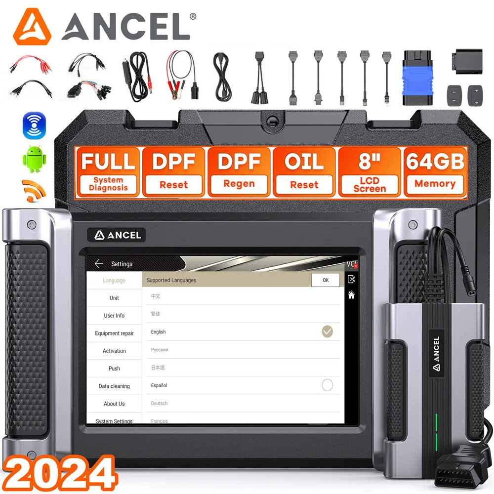 ANCEL HD8000 Diesel Heavy Duty Truck Diagnostic Tools Full System Oil Reset D.PF Regeneration for Cummins/Detroit/Paccar