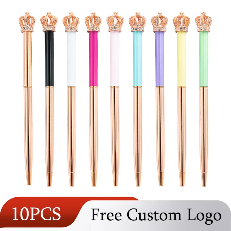 

10pcs Logo Crown-shaped Ballpoint Pen High-end Advertising Gift Office Pen Printing LOGO Metal Ballpoint Pens