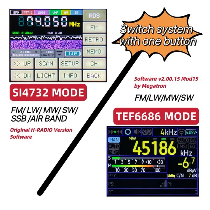 New ESP138D H-RADIO SI4732 Full Band FM AM SSB AIR Band Receiver + TEF6686 FM Receiver 2 In 1 Radio With Bluetooth - view 5