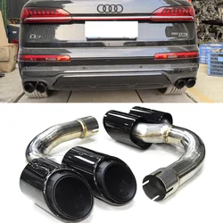 304 Stainless Steel Black Quad Exhaust Tip for Audi Q7 4M 2016-2023 Upgrade SQ7 Look Muffler Tail Pipe