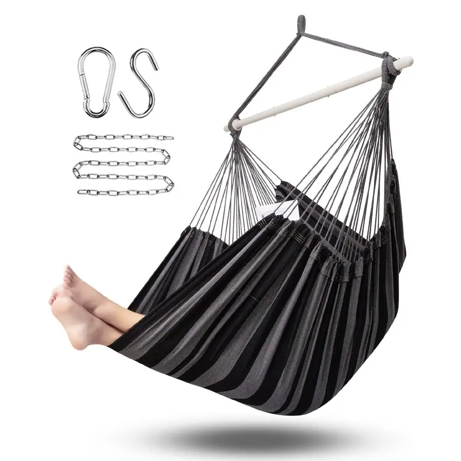 

Подвесное кресло-гамак, веревочное кресло-качели XXL, до 227 кг, 178 см, большое портативное кресло-гамак с распоркой из стали и противоскользящим покрытием