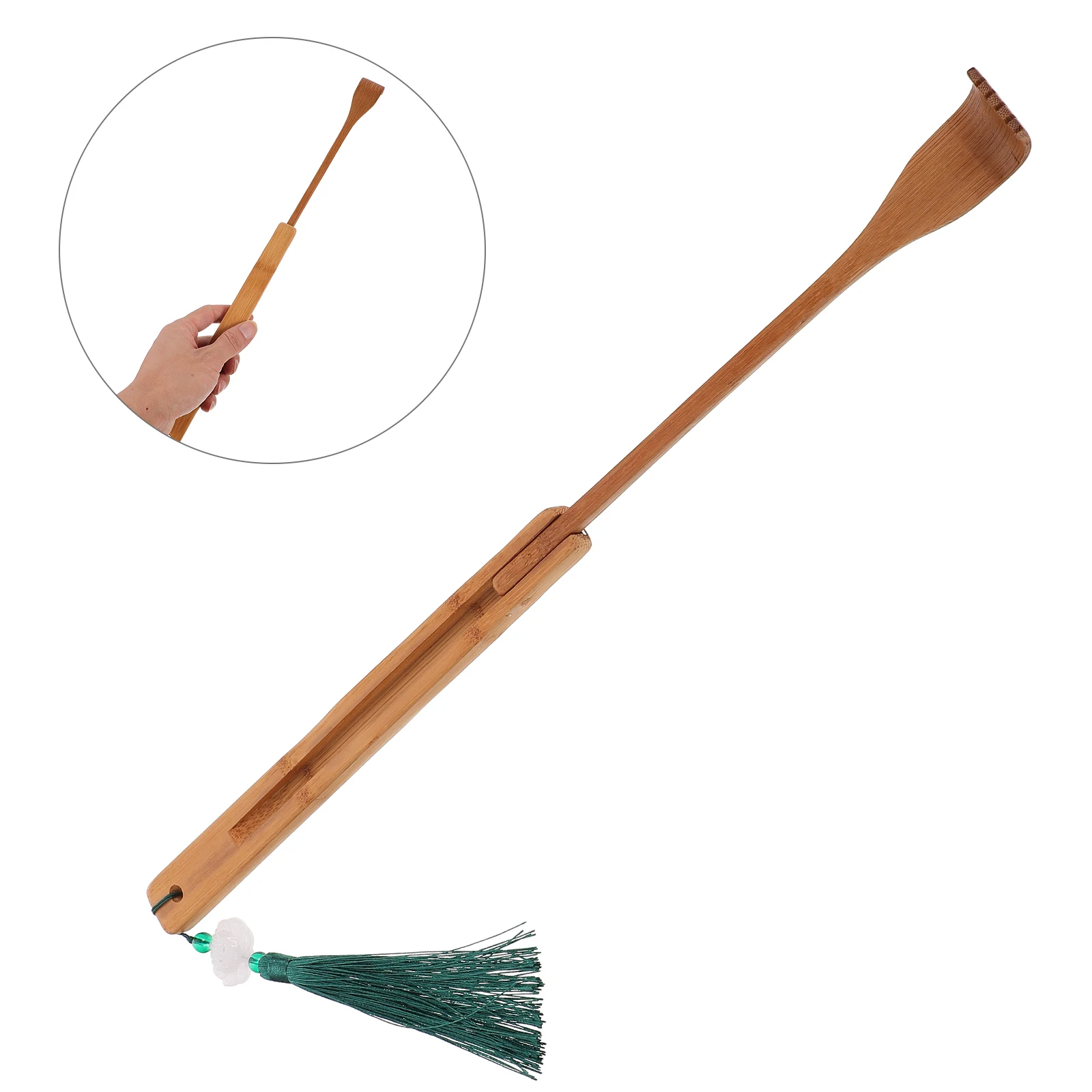 Grattaschiena pieghevole in bambù Massaggiatore portatile con manico lungo per il corpo Strumento per massaggio autonomo anti-prurito Pieghevole da viaggio