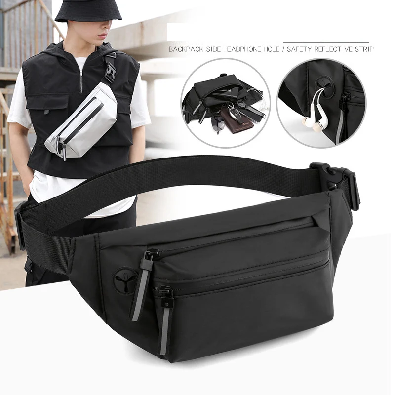 Men Waist Bag Fanny Pack For Female Male Waterproof Chest Belt Bum Hip Belly Running Sport Shoulder Crossbody Cross Body Handbag