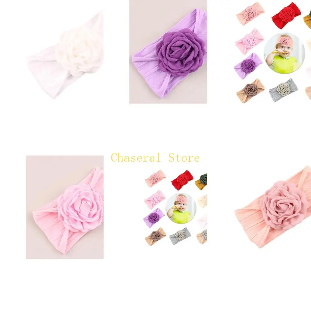 

E7CE Эластичная повязка на голову для младенцев. Прекрасный головной убор для маленьких девочек. Повязка для волос с цветочным