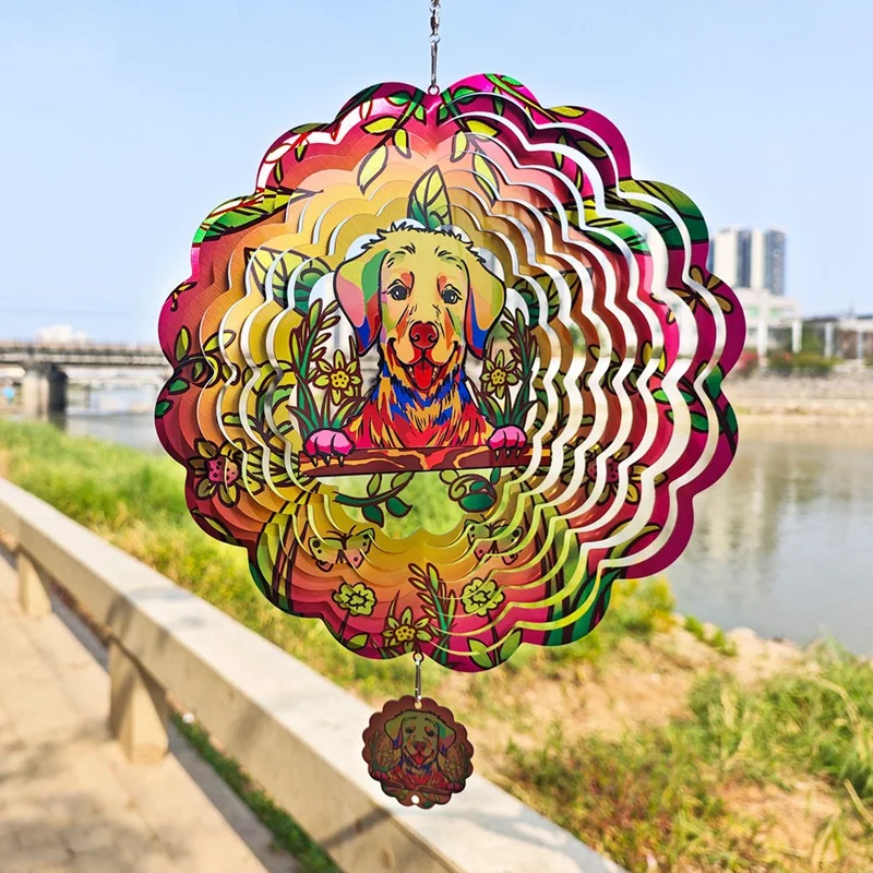 Pemintal Angin Warna Dasar Anjing Mandala Lonceng Angin Menggantung Pemintal Angin untuk Dekorasi