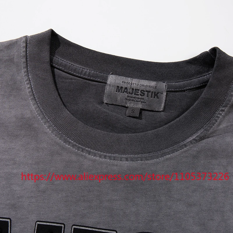 MAJESTIK ALL GAS NO BRAKES Motorcycle Short Sleeve Retro Vintage American Street Wing Cross T shirt MAJESTIK
