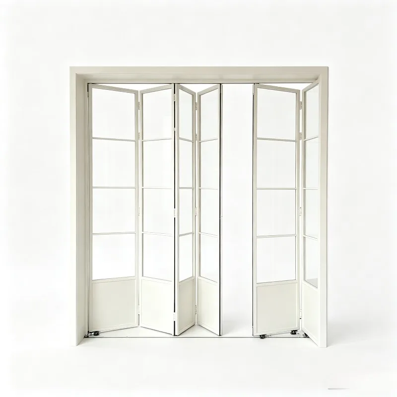 French retro aluminum alloy folding sliding glass door exterior kitchen balcony bathroom fine frame invisible partition