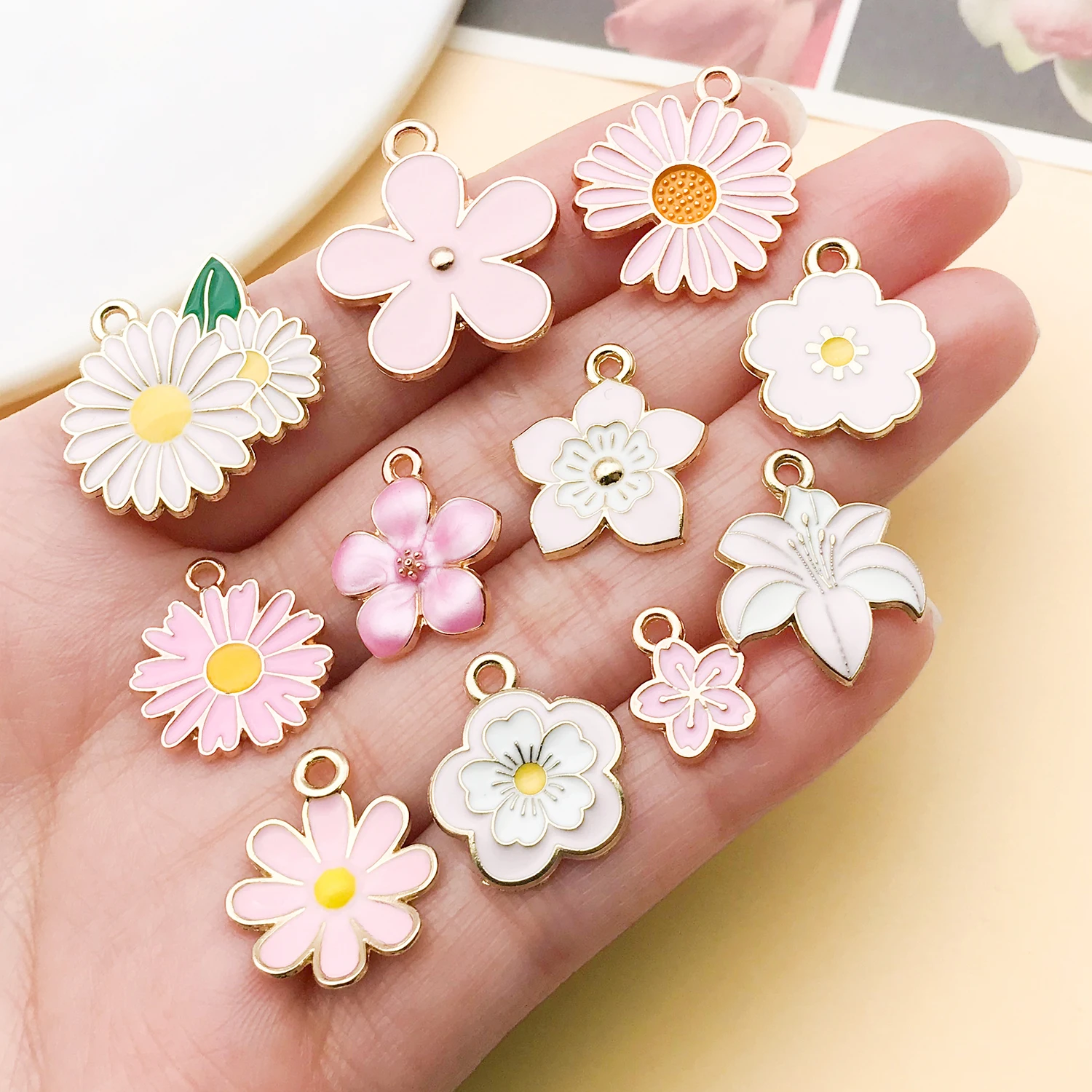 20 Stück rosa Emaille-Anhänger aus Legierung, verschiedene Stile, Anhänger für DIY-Armbänder, Halsketten, Ohrringe, Schmuckherstellung, Zubehör – Detail 8