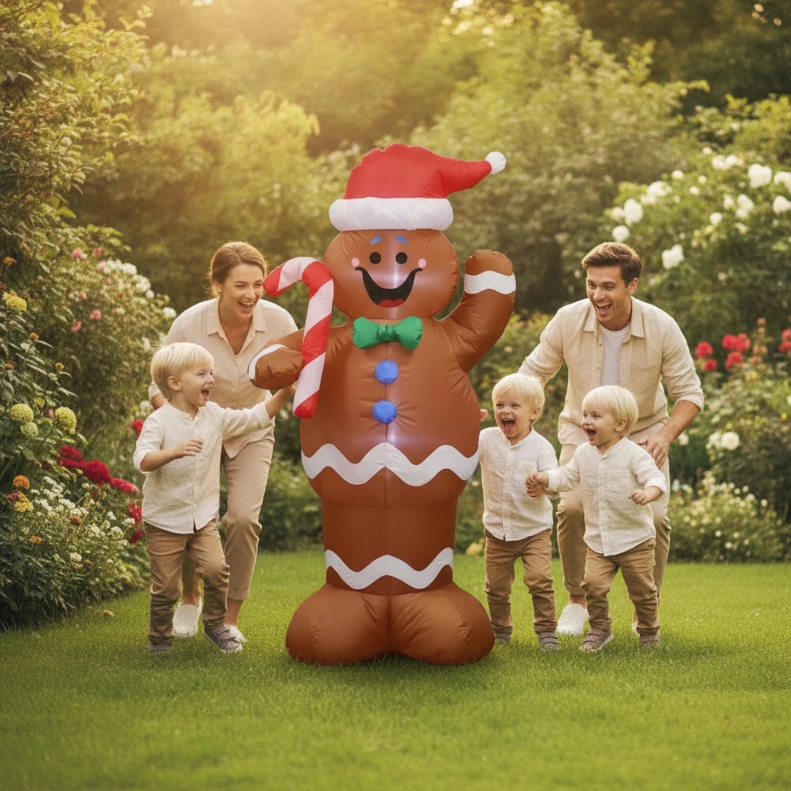 Inflatable Nutcracker Freestanding Inflatable Gingerbread Man Gingerbread Man Lightweight Holiday Decor Colorful for Homeowners